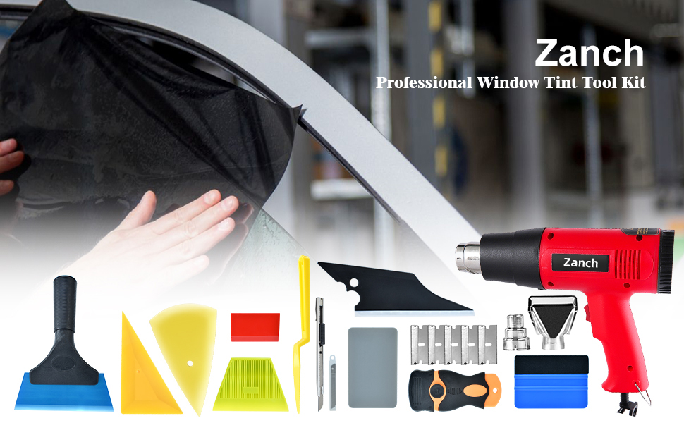 Zanch Window Tint Kit, Window Tint Tools with Heat Gun, 16Pcs Window