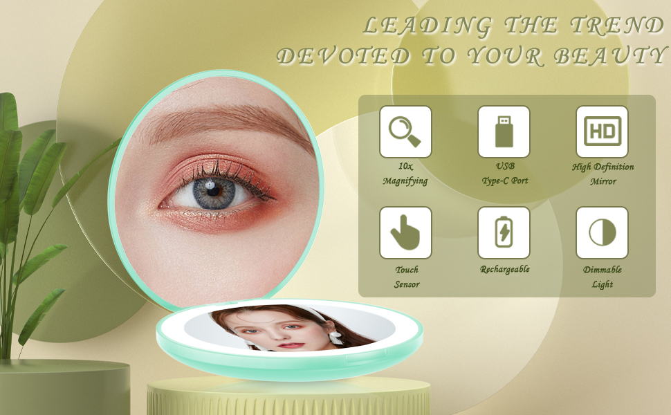 lighted compact mirror with magnification