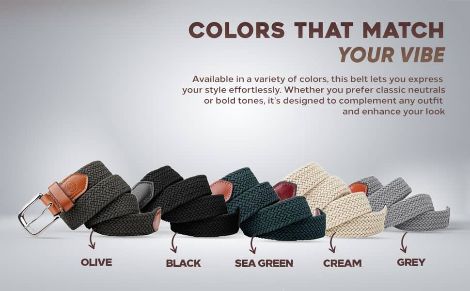 Bacca Bucci Men's Premium Elastic Braided Stretch Belt