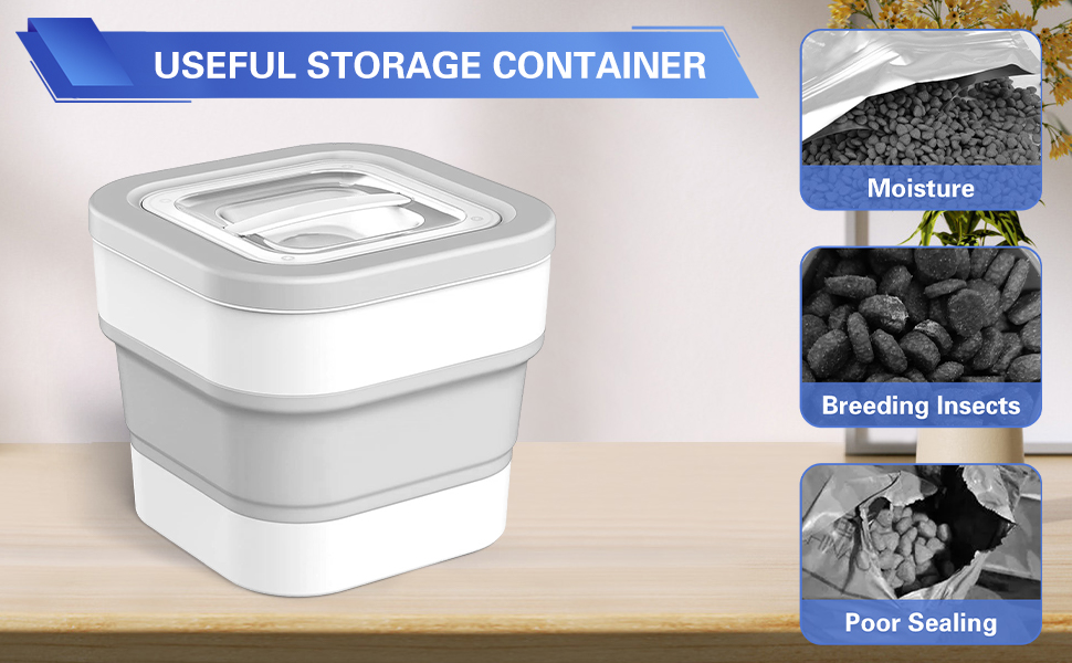 Pet Supplies Ninodemu Collapsible Dog Food Storage Container, 15Lb