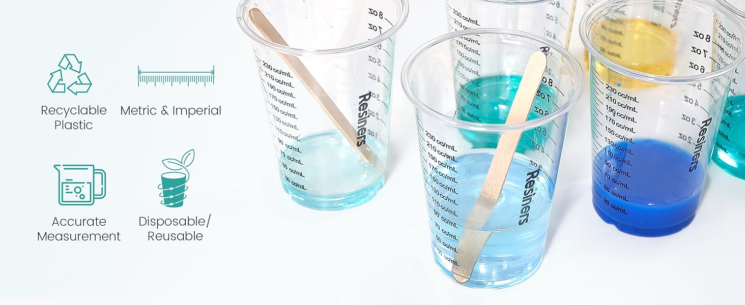 Resiners 30pcs Disposable Epoxy Resin Mixing Cups, Plastic