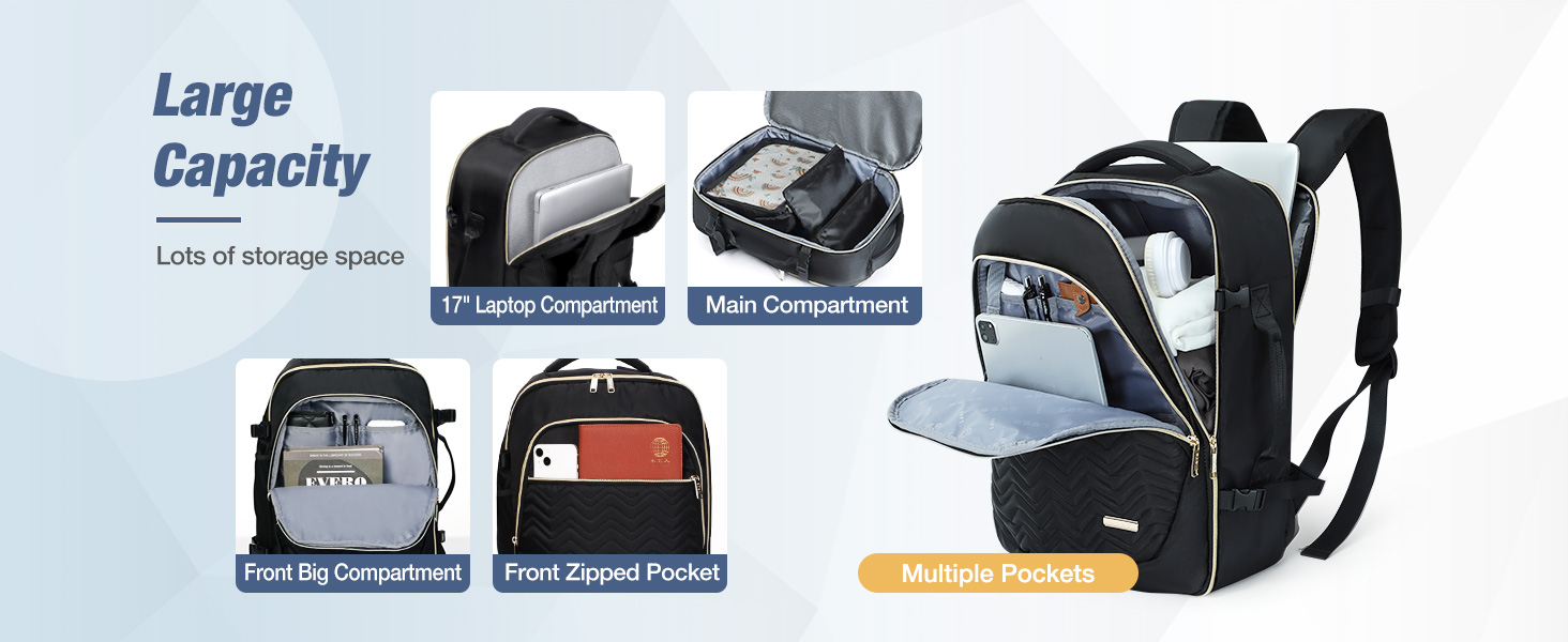 Lekesky Travel Backpack for Women Men Cabin Size,17.3 Inch Laptop