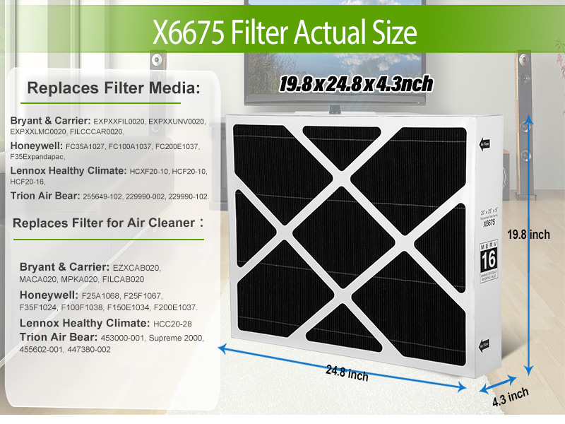 X6675 Air Filter 20x25x5 Merv 16 Healthy Climate Carbon Clean Air