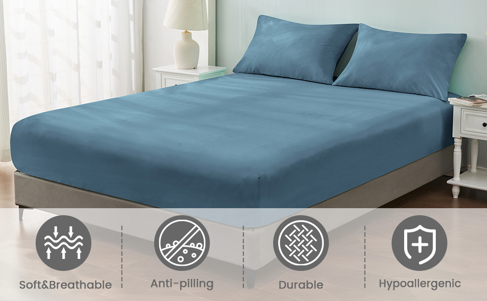 LINENOVA Luxury Cotton Blend Fitted Sheet Only Soft & Breathable King