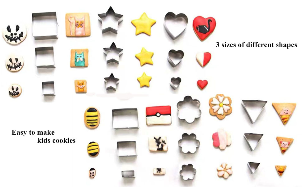 CofeBY Mini Geometric Cookie Cutter Set 24 Pieces Metal Fondant