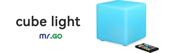mr.go 10 inch led rechargeable cube light with remote dimmable 16 rgb color changing header image