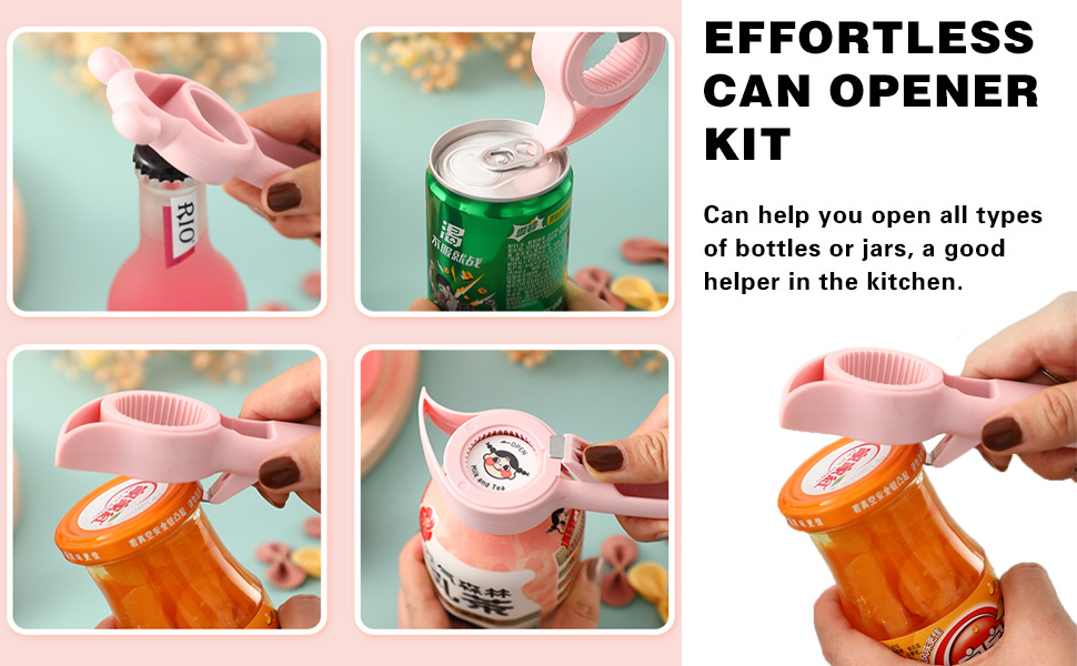 New 4 in 1 Bottle Opener, Multifunction 4 in 1 Bottle Jar