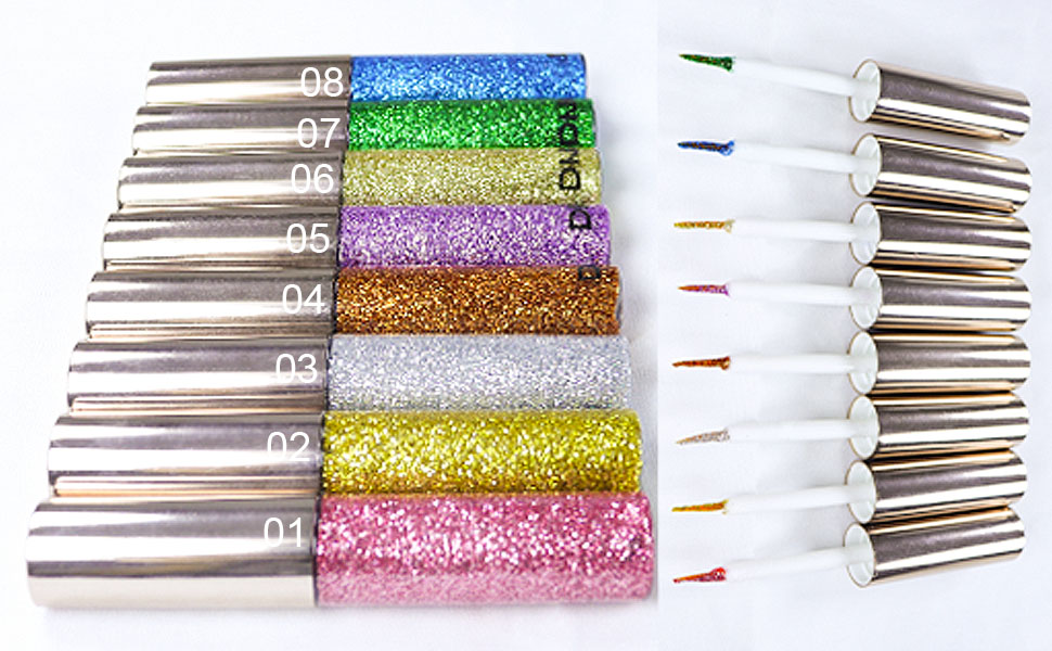 8 Colors Glitter Eyeliner Liquid Makeup Set