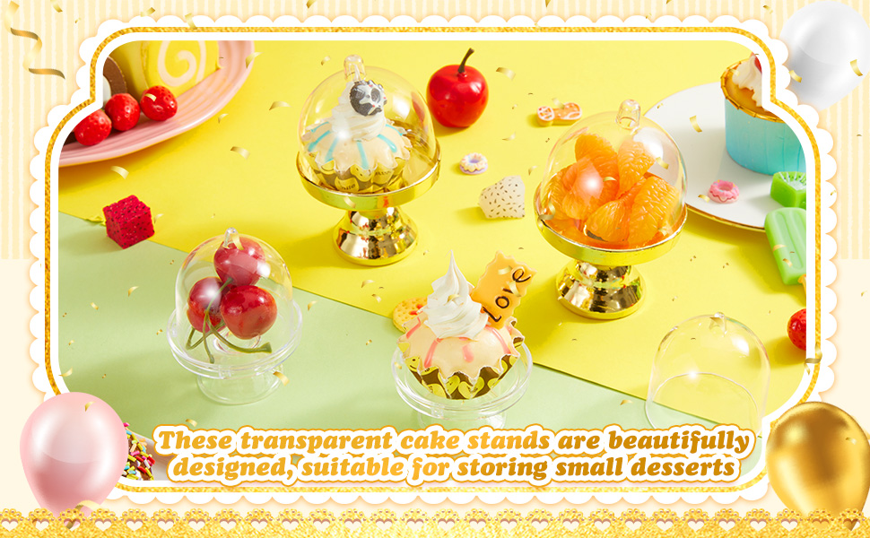 48 Pieces Mini Plastic Cupcake Stand with Lid Tiny Cupcake