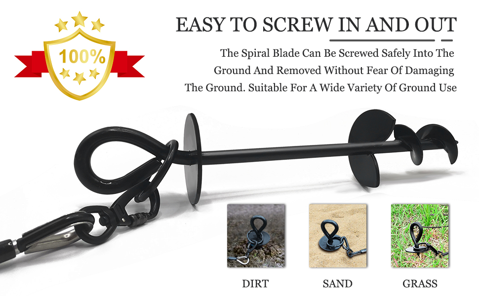 Dog Tie Out Stake for Large Dogs, Heavy Duty Dog Ground Stake for Yard,Camping Or At