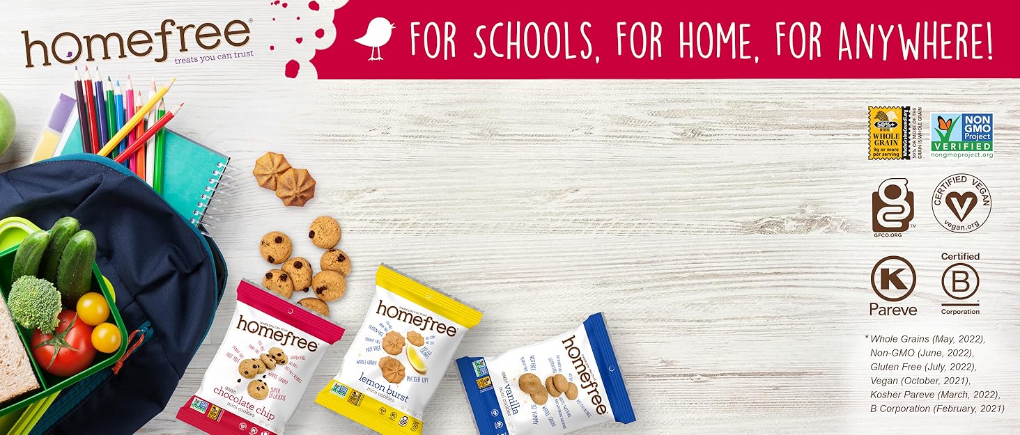 Homefree Mini Chocolate Chip Cookies, Gluten Free, Nut Free