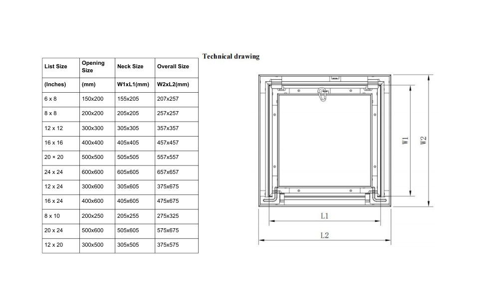 Access Door 8" X 8" Aluminum Access Panel Gypsum Board