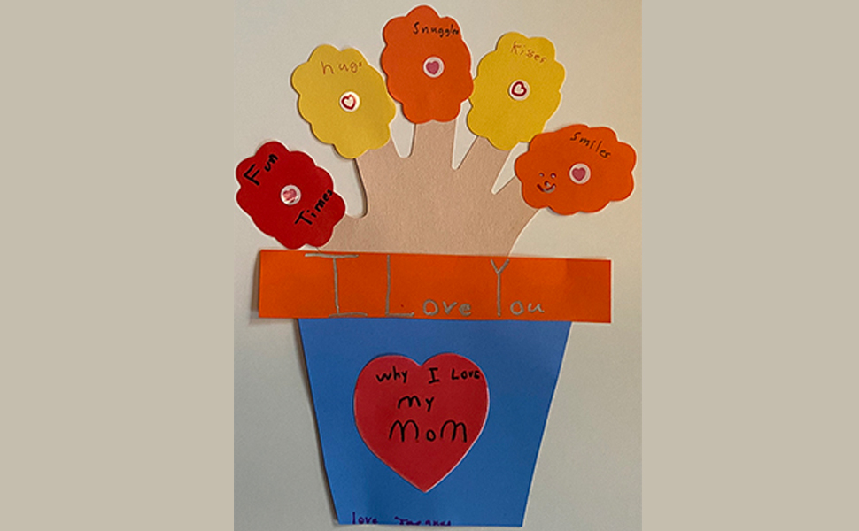 Mothers Day Craft Project Using Flowers and Heart Sticky Notepads