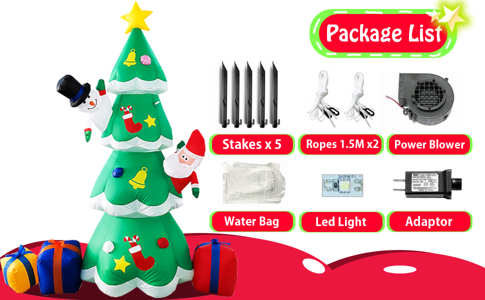 7Ft Inflatables Christmas Tree with LED Lights,Snowman and