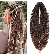 Leeven 30 Strands Double Ended Dreadlock Extensions 24 Inch Thin Synthetic Boho Dreads Ombre Brow...