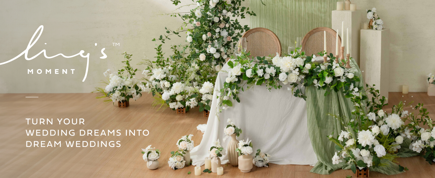 Ling Moment artificial flowers wedding DIY decor rose bouquet stem garland floral bridal ceremony