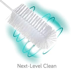 Baby Bottle Cleaning Brush. 2 in 1 Bottle and Teat Cleaning Brush with Hygiene Stand, White