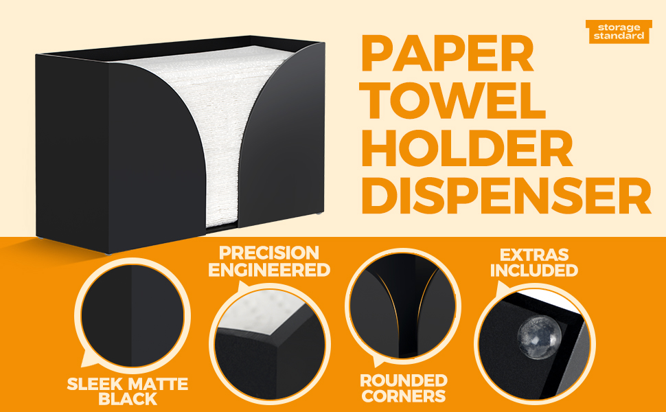 Storage Standard Multifold Paper Towel Dispenser Countertop Matte Black Paper Towel Holder Bathroom