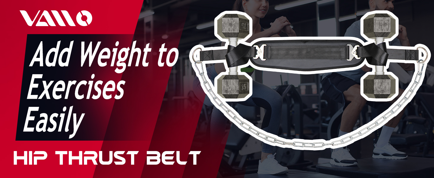 VAIIO Hip Thrust Belt for Dumbbells Kettlebells, Booty