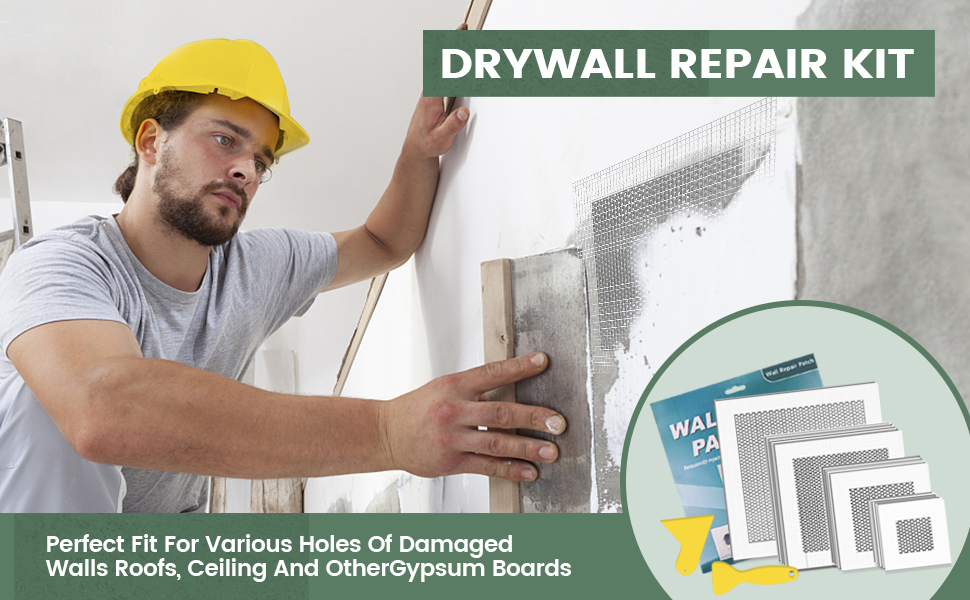 17 Pieces Drywall Repair Kit, 2/4/6/8 Inch Drywall Patch Aluminum Mesh