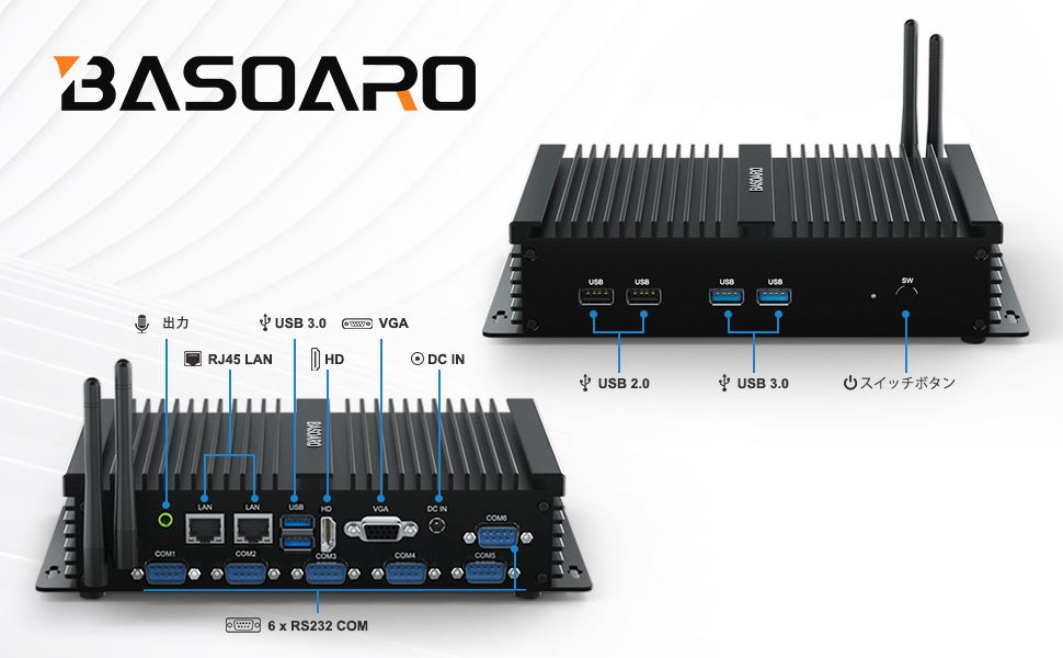 Amazon.co.jp: BASOARO ミニ産業用 PC Win 10 Pro ファンレス PC