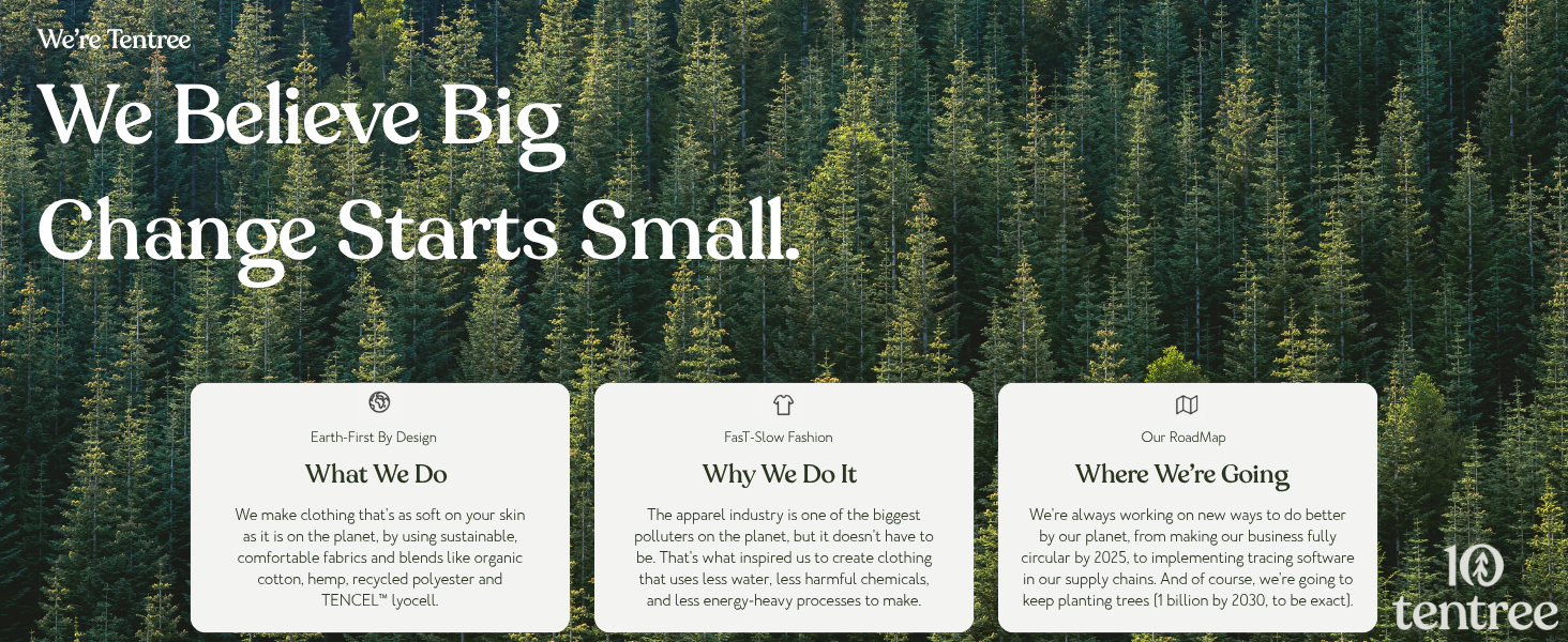 Tentree sustainable clothing for men and women