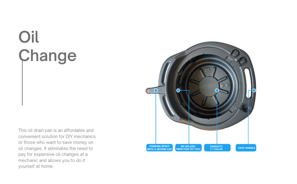 WAIIPO Oil Drain Pan with Spout and HandleWaste Oil Pan