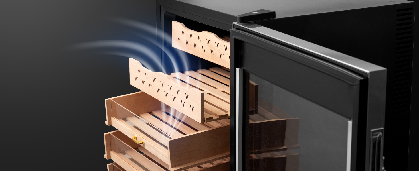 Woodronic Cigar Humidor Cooler for 300 Cigars, Temperature