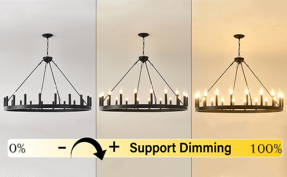 Dimmable modern farmhouse chandelier