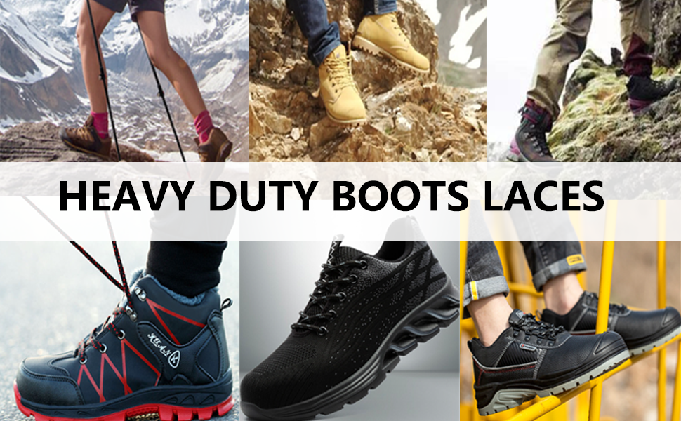 Round Boot Laces 2Pairs Shoe Laces For Boots, Walking Boot Laces