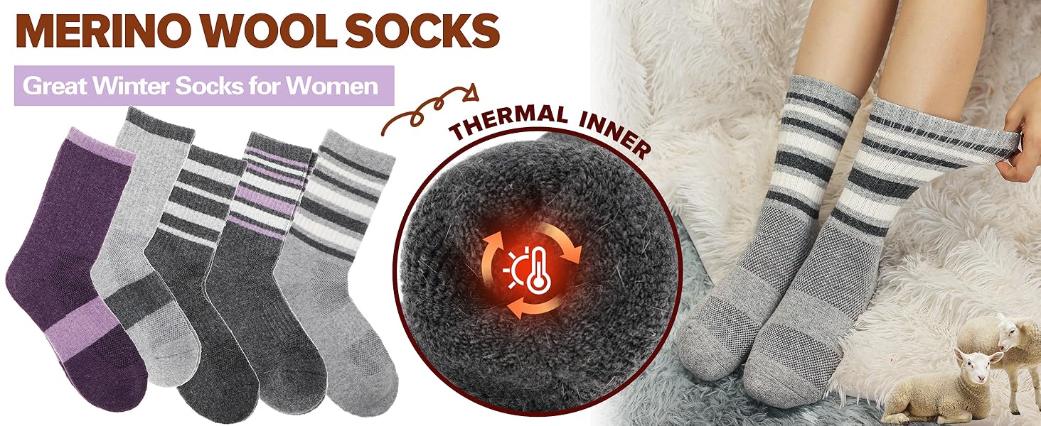 EBMORE Womens Merino Wool Hiking SocksEBMORE Womens Merino Wool Hiking Socks