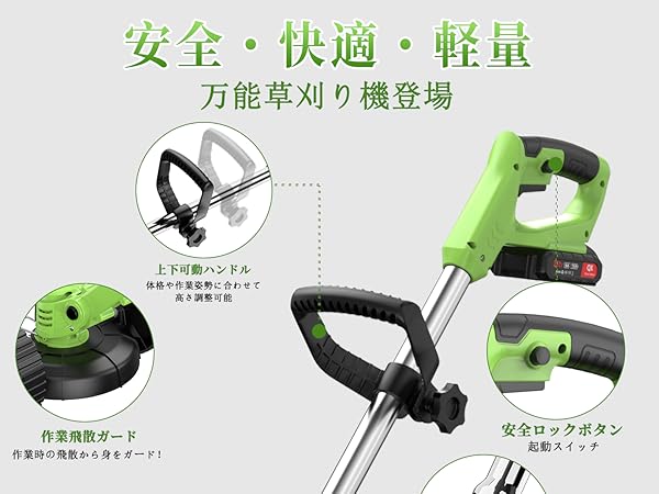 新品未使用 充電式草刈り機 1880W高出力 強力 補助車輪付き 伸縮式 草刈り機 充電式草刈り機 1880W高功率 2000mAh 2大容量 強力電動