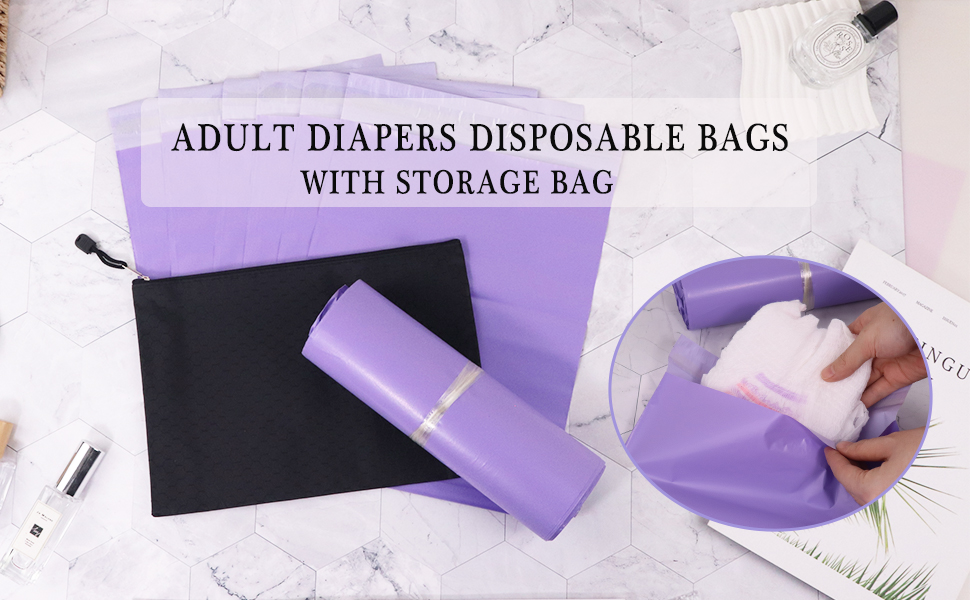 100 Pack Adult Diaper Disposal Bags,Purple Disposable