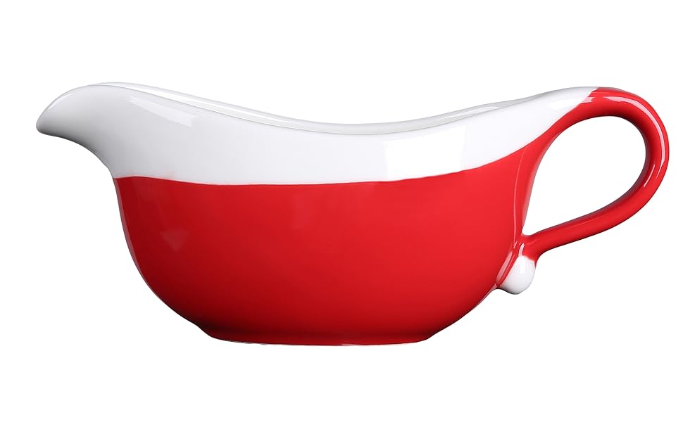 Gravy Boat 22 oz thanksgiving gravy boat White and red Porcelain gravy bowl for