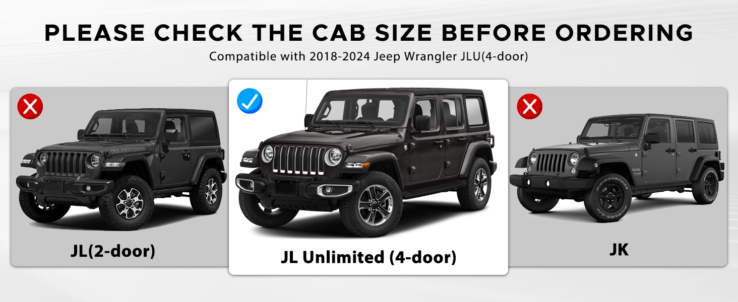 Running Boards for 2018 2019 2020 2021 2022 2023 2024 Jeep Wrangler JL 4 Doors
