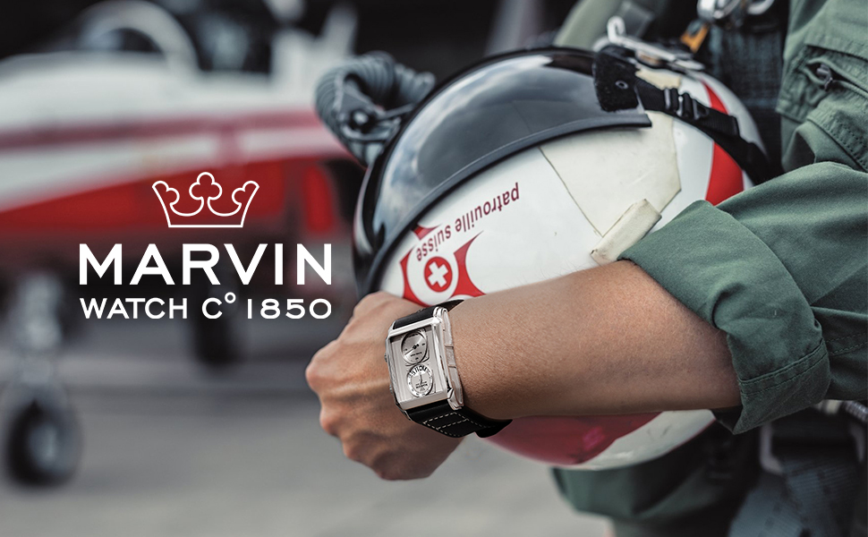 Marvin Men's Rectangular Swiss Made Quartz Watch with Sapphire Glass Waterproof M024.14.21.64