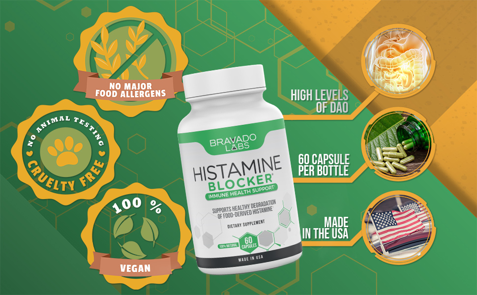 Bravado Labs Premium Histamine Block Supplement Histamine Blocker Diamine Oxidase