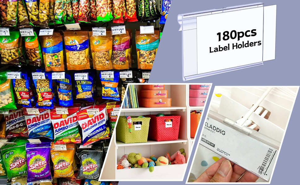 Clear Plastic Label Holders, 180 Pcs Basket Labels Clip On