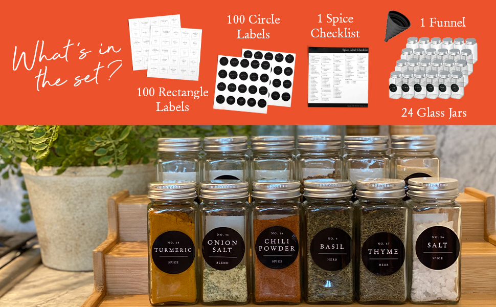 192 Pcs Spice Jars With Label, Spice Containers Glass Spice