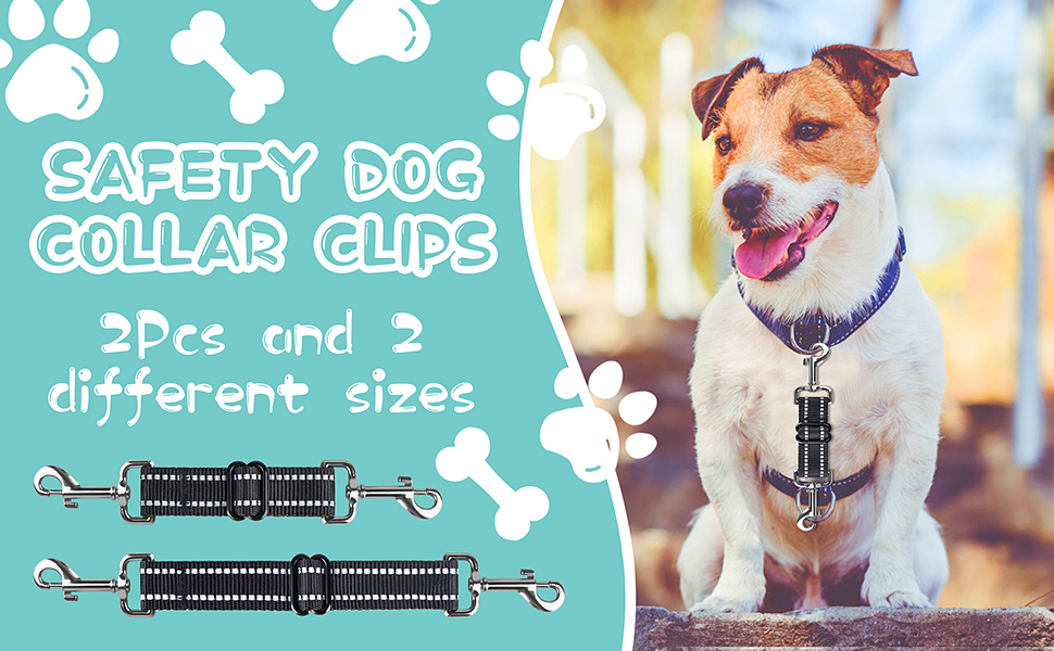 Dog Collar Clips, 2 Pcs Dog Collar Connector, Double Ended Clip Strap