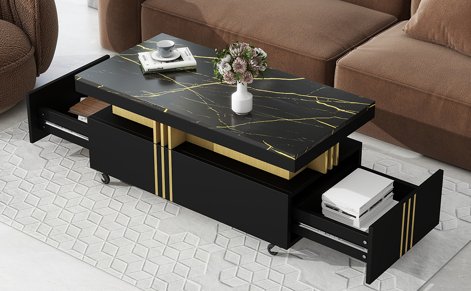 Amazon.com: Merax Coffee Table with Faux Marble Top, Modern