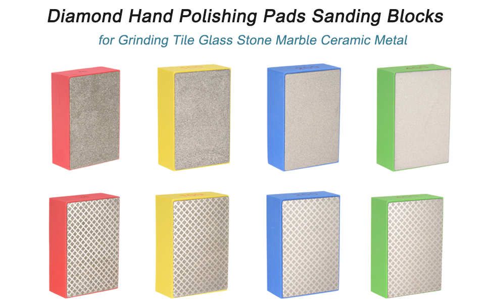 HARFINGTON Diamond Polishing Pad 2Set(8pcs) 60 100 200 400 Grits Sanding Blocks for Sanding