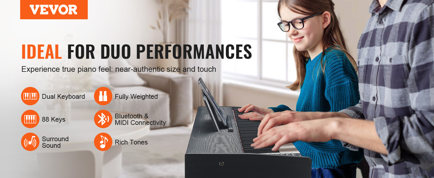 VEVOR Weighted Digital Piano, 88 Key Fully Weighted Keys