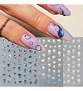 Summer Nail Stickers 3D Self-Adhesive Nail Decals Starfish Whale Jellyfish Sticker for Nails Desi...