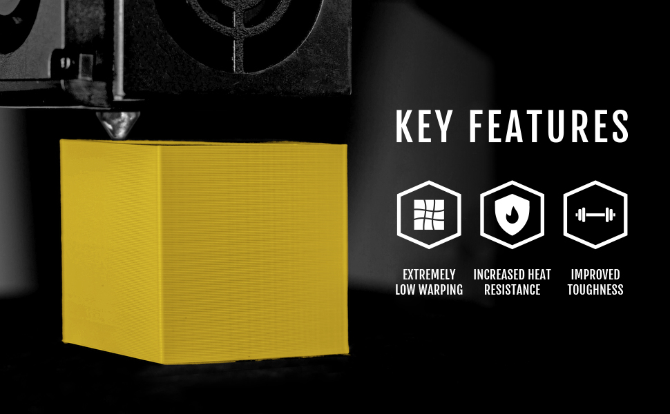 pla key features include minimal warping, easy to use and no heating bed required