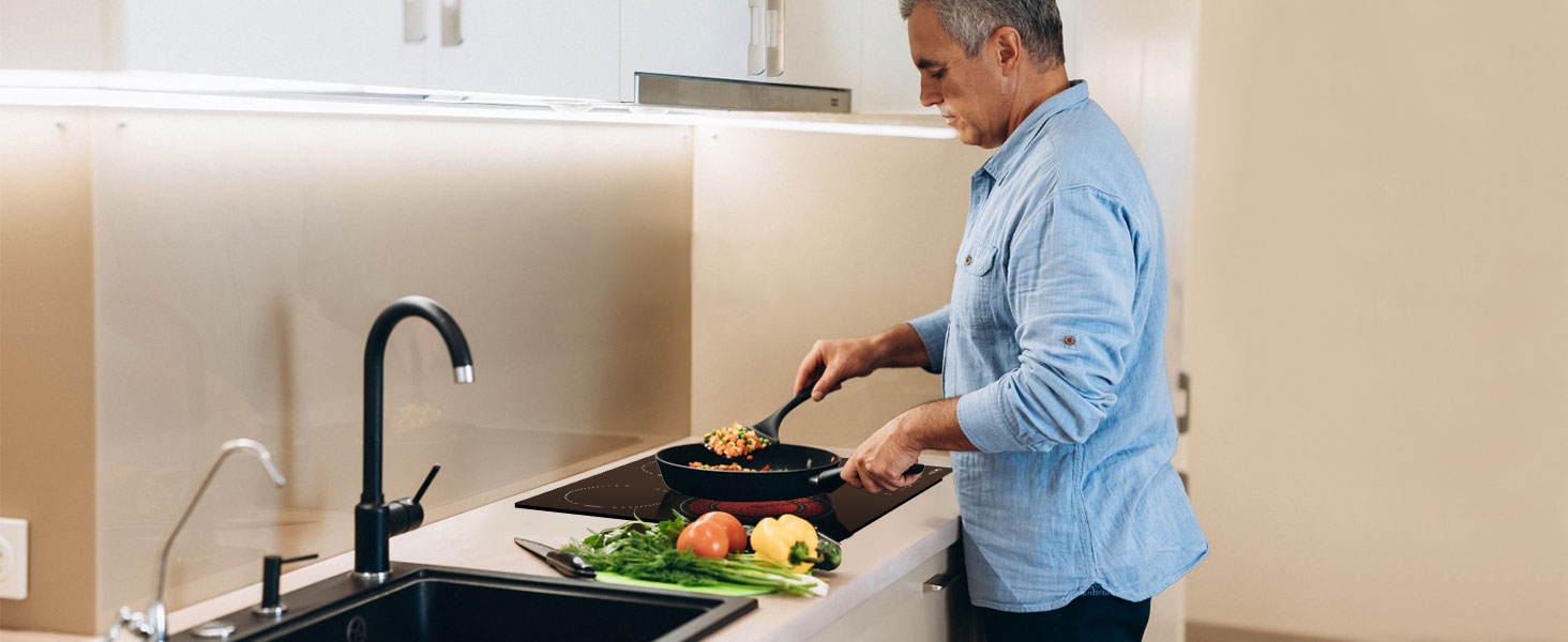 Built-in Ceramic Hob, 3 Zones Electric Cooktop In Black, 5400W Total Output, With Dual Zone Touch Control Timer Child Lock Gasland Chef CH603BF 20 Ceramic Hob