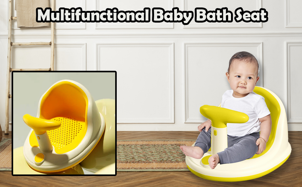 Multifunctional Baby Bath Seat Chair Detachable Handle Soft Shower Stool Newborns Infants