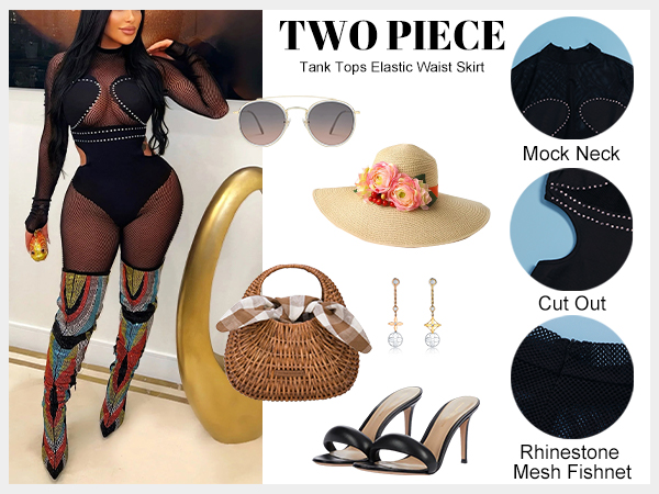 Amazon.com: Ecirod Sexy Rhinestone Mesh Jumpsuits for Women