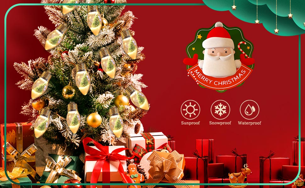 HFXXAD Christmas Tree Snow Globe String Lights, 10 LED