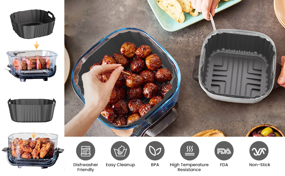Silicone Air Fryer Liners for Ninja Crispi FN101GY/FN101SG  Ninja Air Fryer Basket